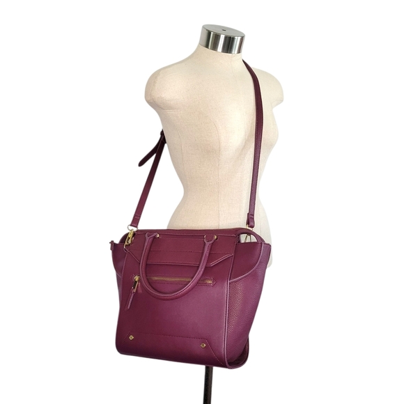 Danielle Nicole Regina Leather Crossbody Tote Handles Removable Strap Purple - Picture 3 of 12